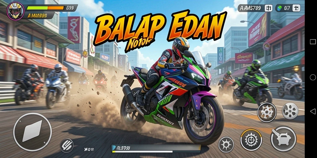 Screenshot utama AMS789 menampilkan aksi balap motor yang mendebarkan.
