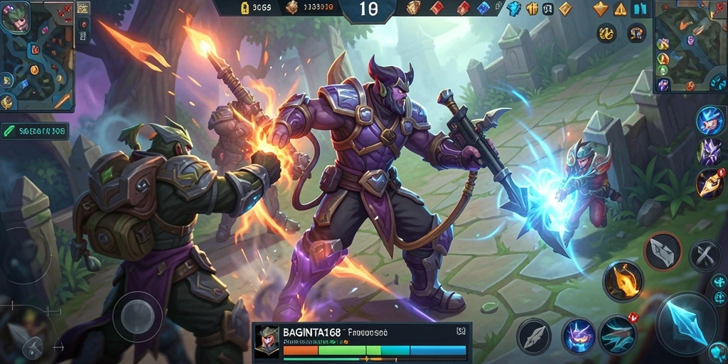 Tampilan gameplay seru dalam BAGINTA168, pertarungan strategis dan karakter unik.