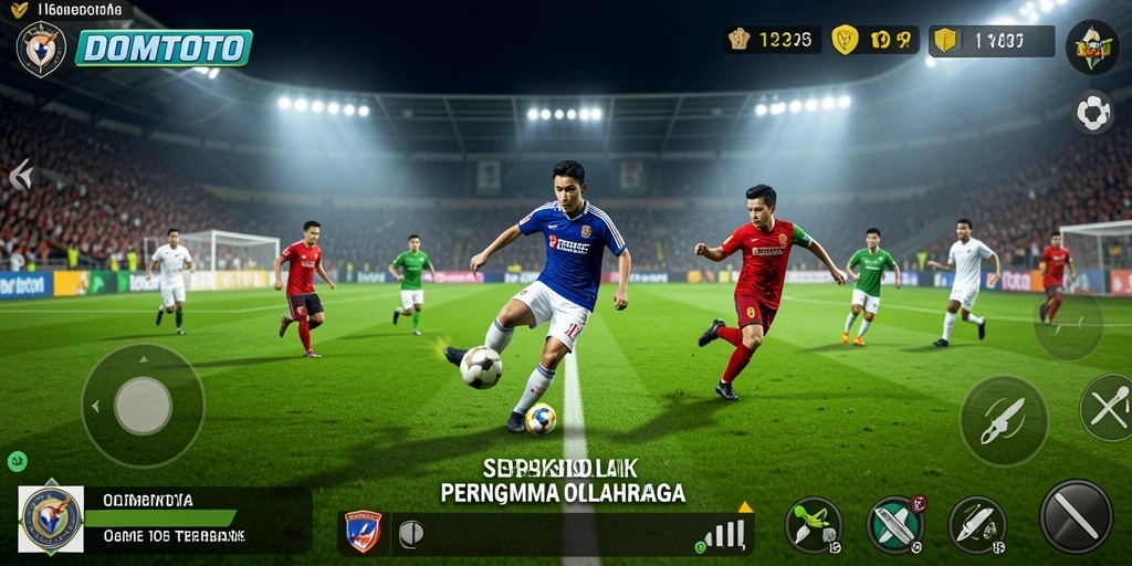 Tampilan gameplay seru di DOMTOTO dengan aksi sepak bola yang mendebarkan.