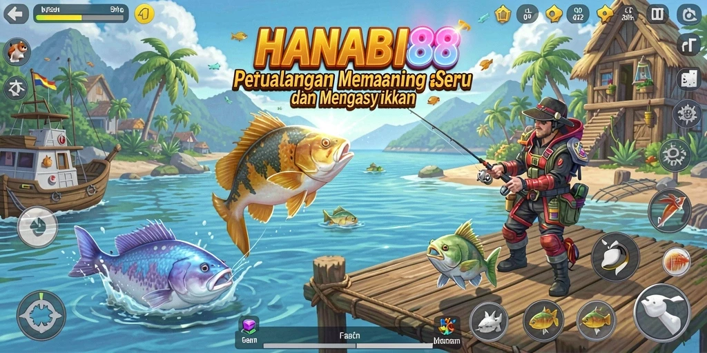 Tampilan menarik dari gameplay memancing di HANABI88 dengan aksi seru.