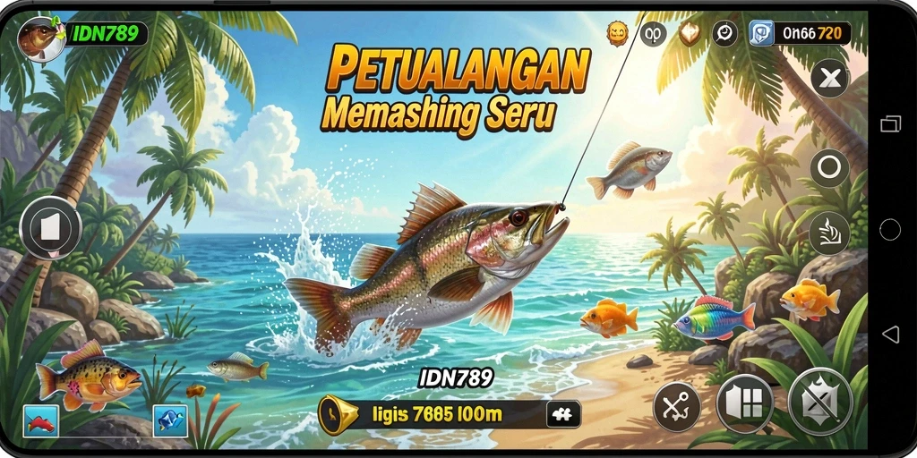 Tampilan gameplay IDN789 dengan aksi memancing yang mendebarkan.