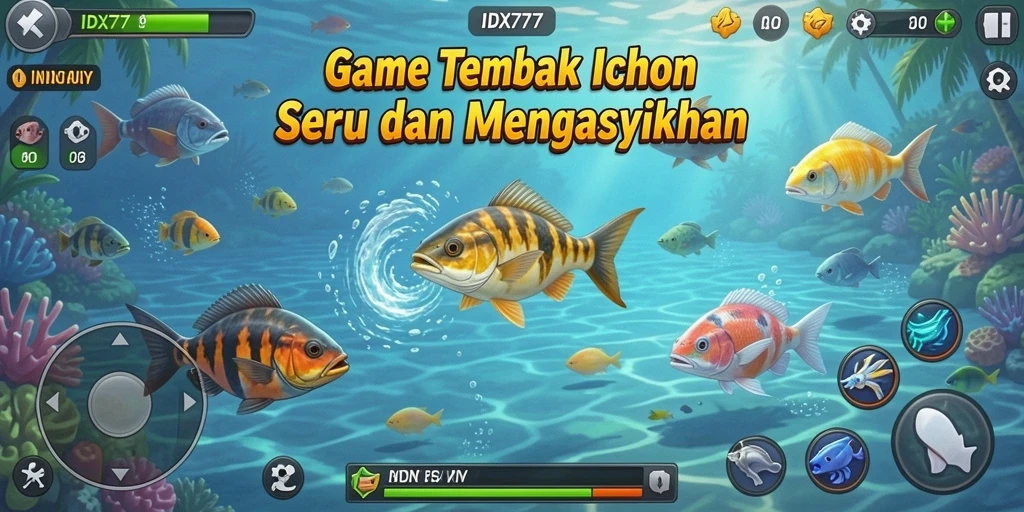 Tangkapan layar gameplay seru IDX777 saat menembak ikan.