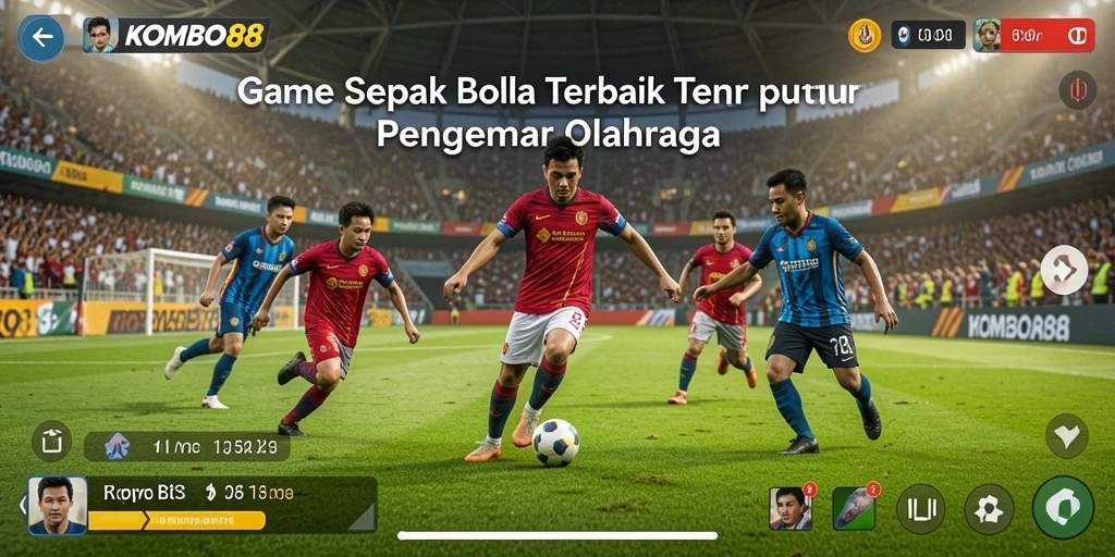 Tampilan gameplay KOMBO88 yang seru dan realistis dalam pertandingan sepak bola.