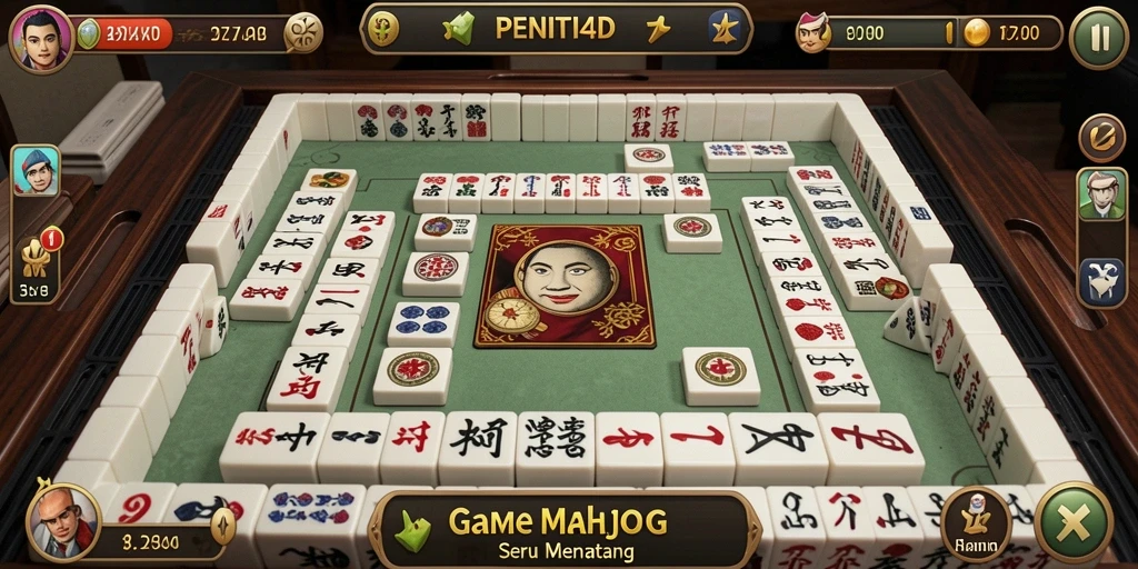 Tampilan gameplay <strong>PENITI4D</strong> dengan elemen Mahjong yang menarik.