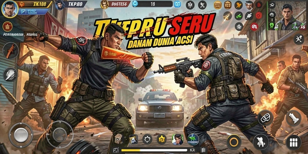 Tampilan gameplay mendebarkan di TKP188, pertarungan yang intens dan penuh aksi.