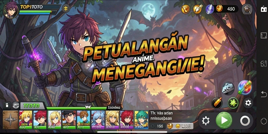 Tampilan gameplay seru di dunia Anime yang menakjubkan.