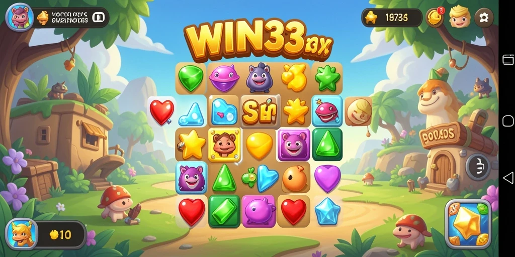 Tampilan gameplay seru di WIN33 dengan aksi Match-3.